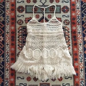 TJMaxx Crochet Tank with Fringe Hem